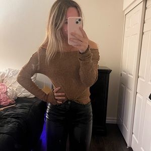 Off the Shoulder Brown Top